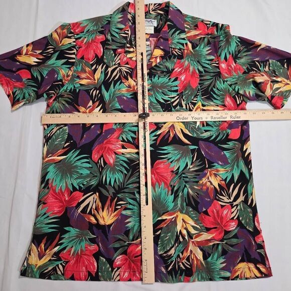 TORI RICHARD VINTAGE HAWAIIAN CAMP SHIRT MENS SIZE LARGE BLACK BIRD OF PARADISE - Picture 6 of 6